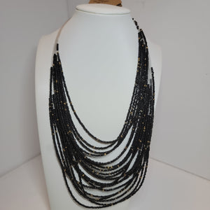 Black & Gold seed bead layered Necklace