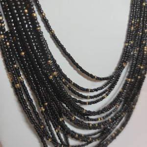 Black & Gold seed bead layered Necklace