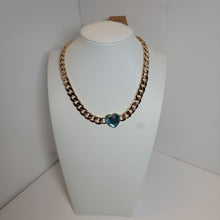 Load image into Gallery viewer, Gold Bold Teal Heart Necklace
