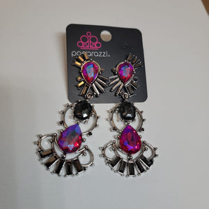 PAPARAZZI Pink Gray Jewel EARRINGS