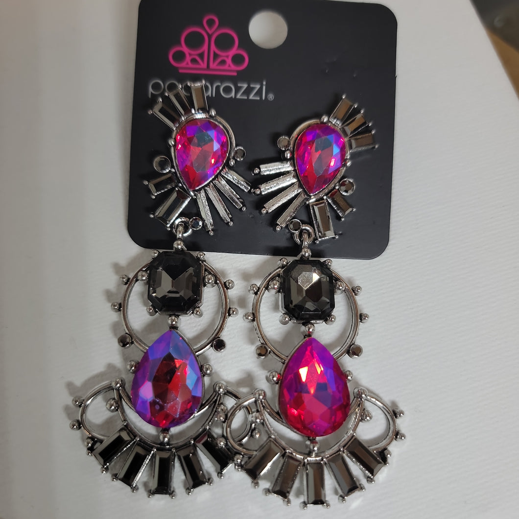 PAPARAZZI Pink Gray Jewel EARRINGS