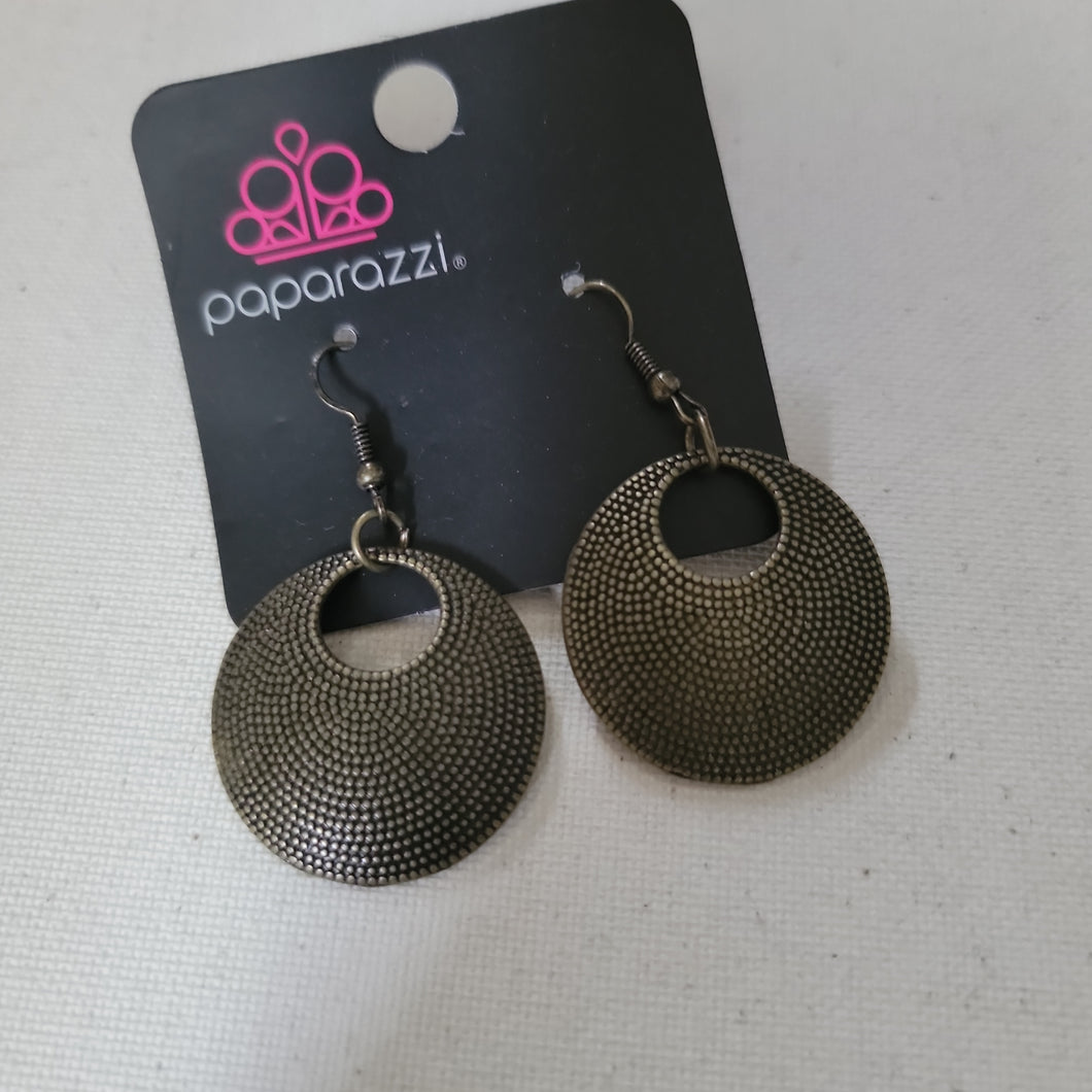 Paparazzi BRASS CUT IT OUT Textured Earrings