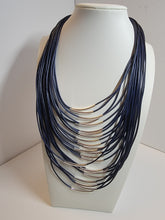 Load image into Gallery viewer, Blue Layered Necklace with Silver Arched bars
