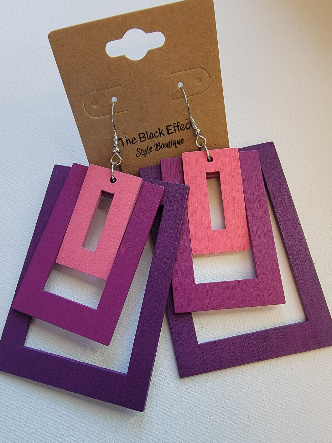 Pink Hue Rectangle shaped Earrings