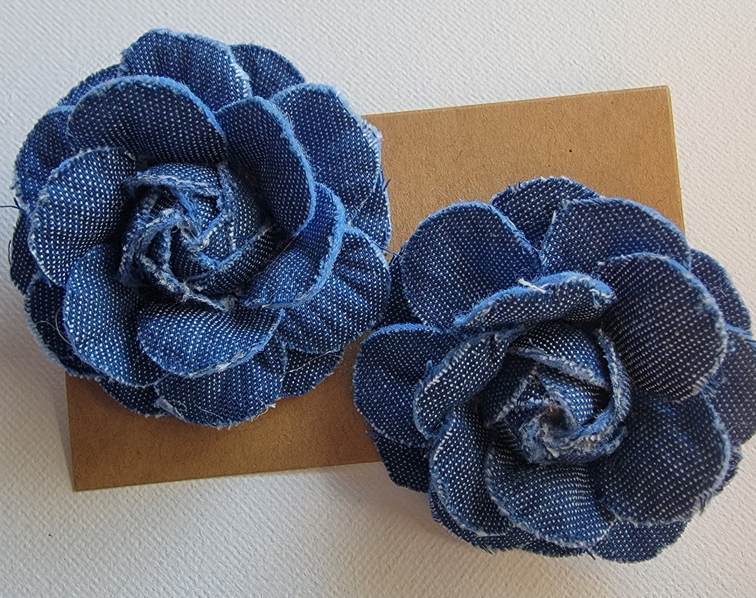 Denim Rose Earrings