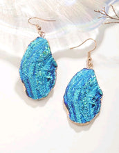 Load image into Gallery viewer, Gold blue green agate earrings
