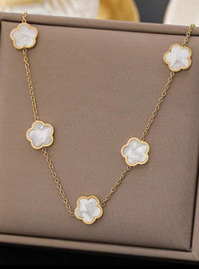 VanCleaf Clover dupe (Set) - Necklace & Bracelet - White pearl