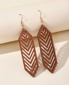 Wood Narrow Lattice earrings