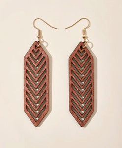 Wood Narrow Lattice earrings