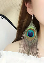 Load image into Gallery viewer, Peacock Feather Earrings
