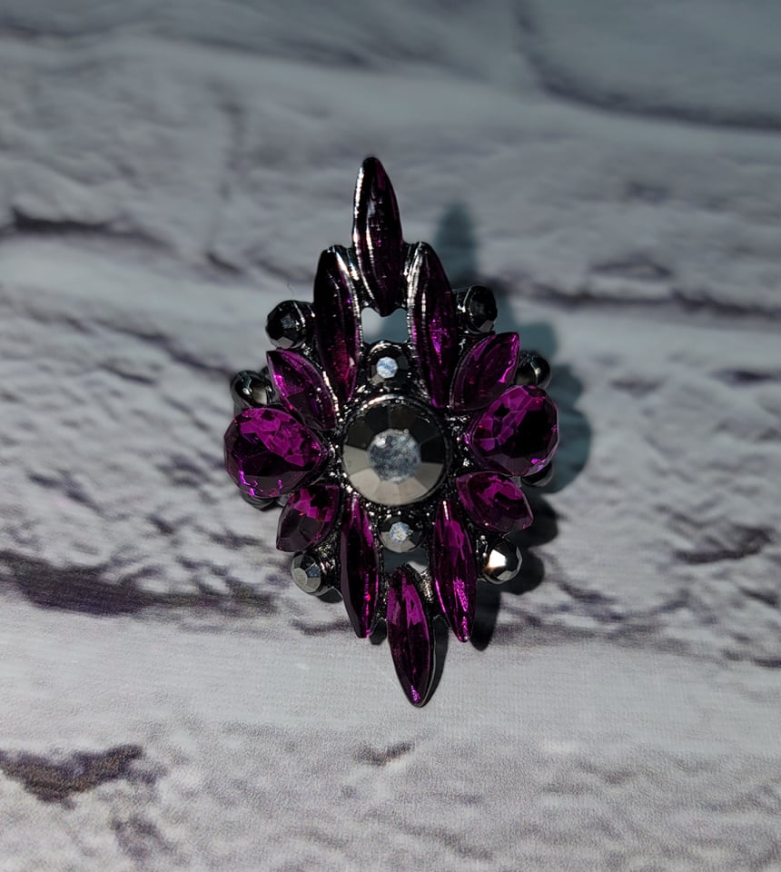 PAPARAZZI HOT PINK & GUNMETAL STARBURST RING