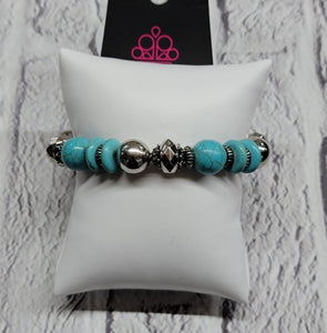 PAPARAZZI TURQUOISE silver stretch bracelet