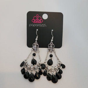 PAPARAZZI CHANDELIER WITH BLACK BEAD EARRINGS