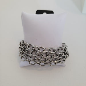 PAPARAZZI SILVER THICK 4 CHAIN BRACELET