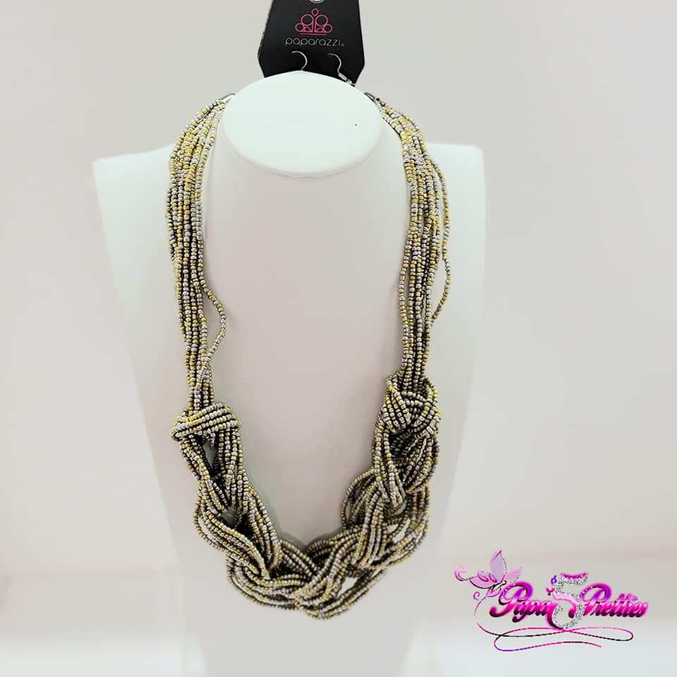 PAPARAZZI SEED BEAD BRAIDED NECKLACE