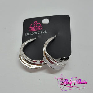 PAPARAZZI silver faceted hoop earring