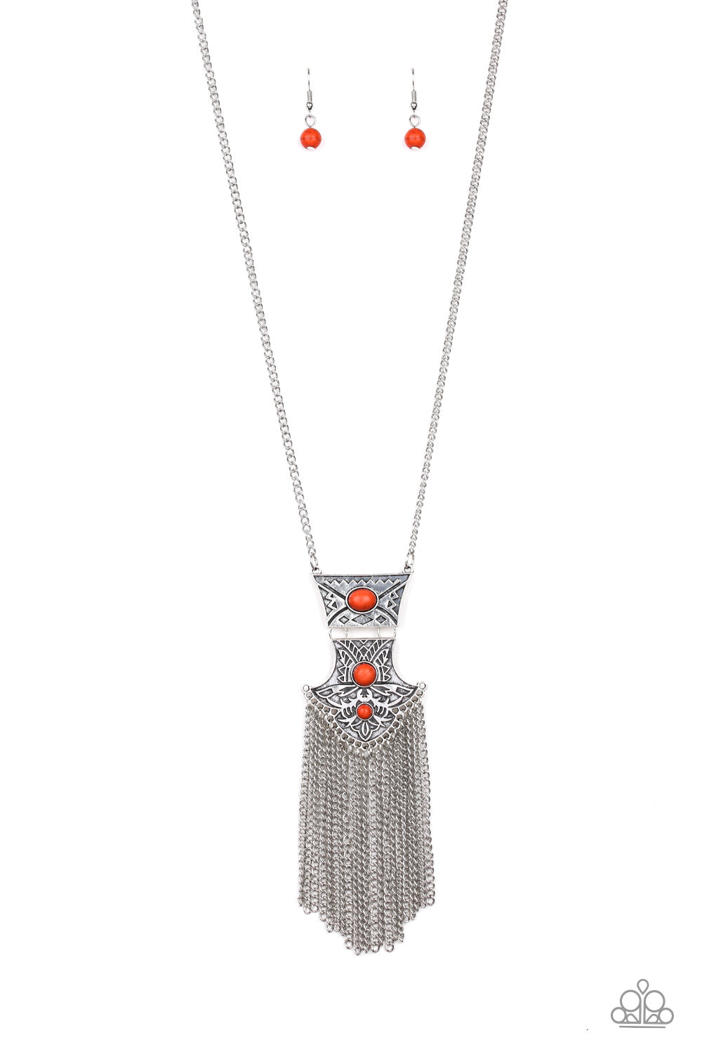 PAPARAZZI Totem Tassel - Orange Necklace