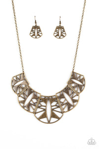 PAPARAZZI  Statement Status - Brass Necklace