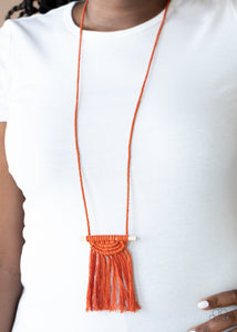 PAPARAZZI Between You and MACRAME - Orange Necklace