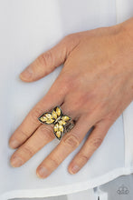 Load image into Gallery viewer, PAPARAZZI Fluttering Fashionista - Yellow RING
