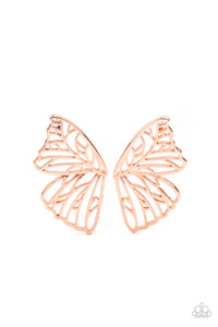 PAPARAZZI Butterfly Frills - Shiny Copper Earrings