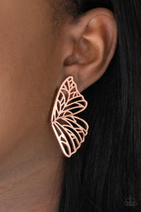 PAPARAZZI Butterfly Frills - Shiny Copper Earrings