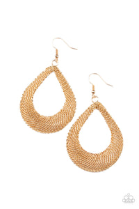 PAPARAZZI A Hot MESH - Gold Earrings