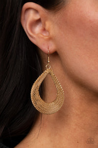 PAPARAZZI A Hot MESH - Gold Earrings