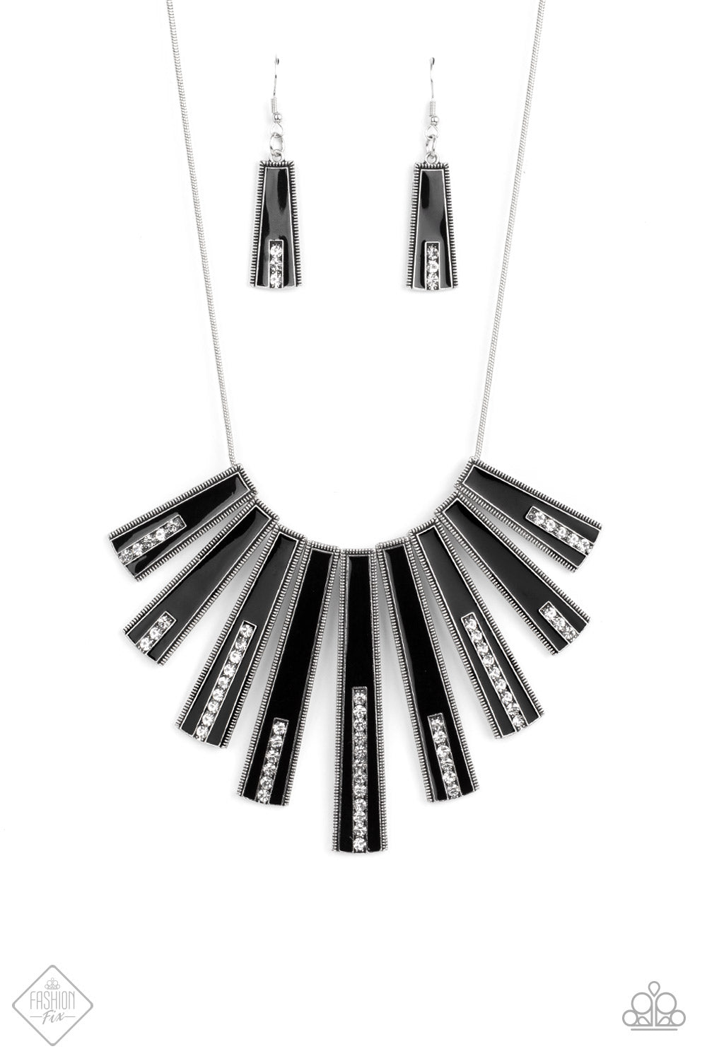 PAPARAZZI FAN-tastically Deco - Black NECKLACE