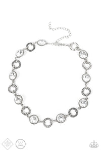 PAPARAZZI Rhinestone Rollout - White Choker Necklace