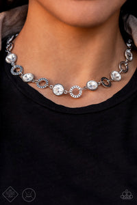 PAPARAZZI Rhinestone Rollout - White Choker Necklace