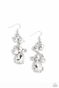 PAPARAZZI Rhinestone Reveler - White EARRINGS