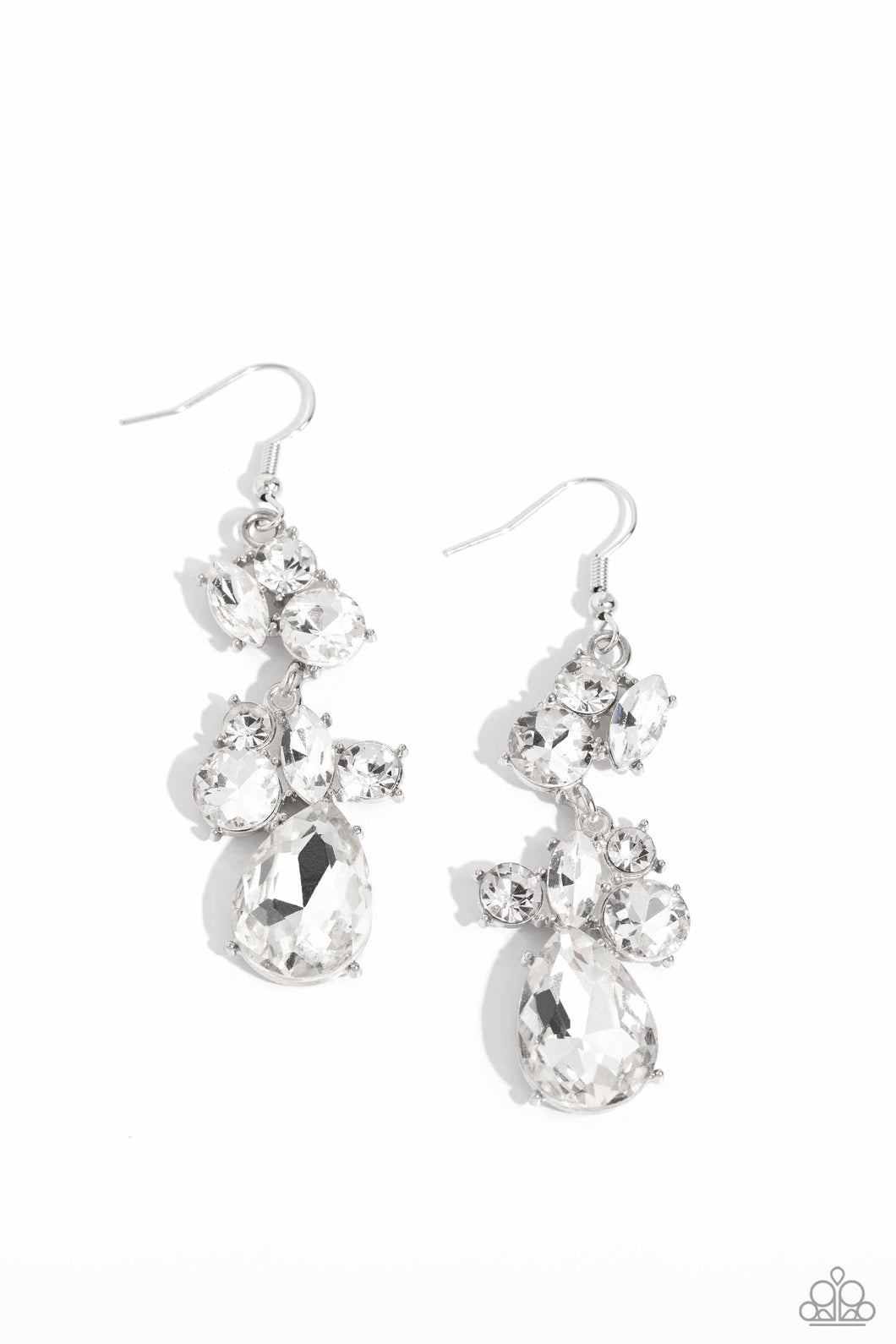 PAPARAZZI Rhinestone Reveler - White EARRINGS