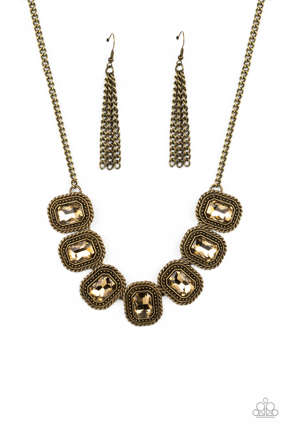 PAPARAZZI Iced Iron - Brass NECKLACES