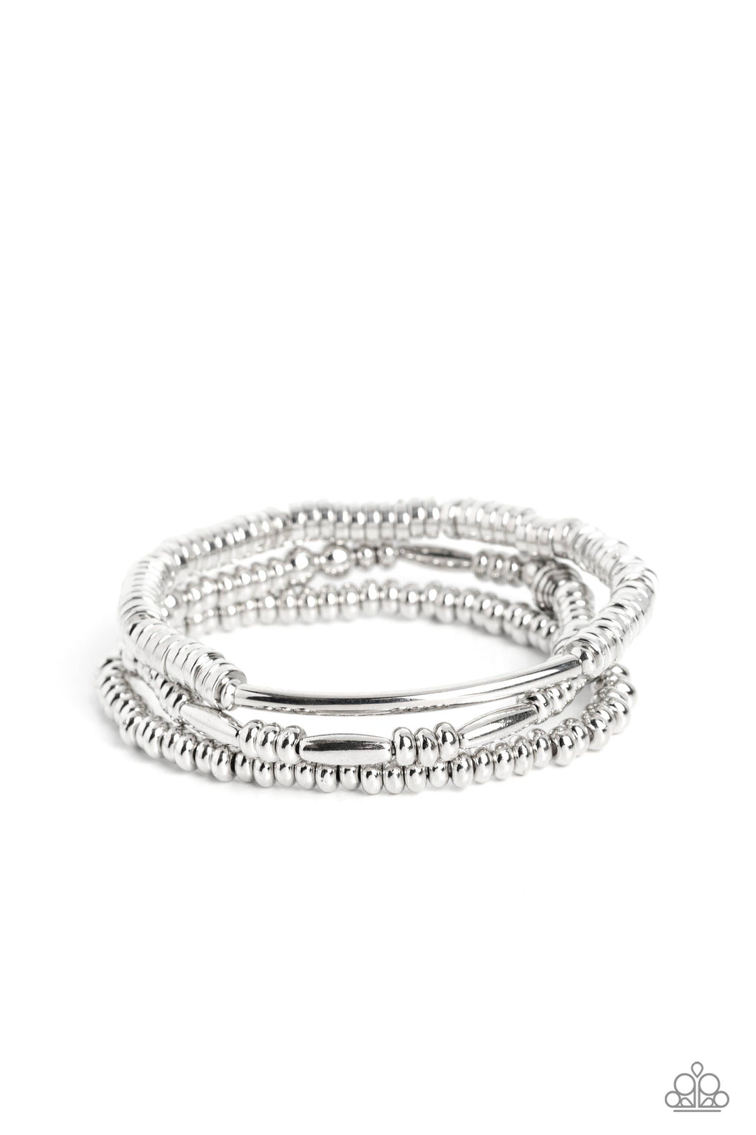 PAPARAZZI Monochromatic Medley - Silver BRACELETS