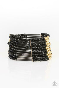 PAPARAZZI Rural Retreat Metallic Black and Gold Seed Beads - Bracelet