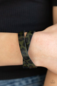 PAPARAZZI All GRRirl - green/ olive Cheetah Print Bracelet