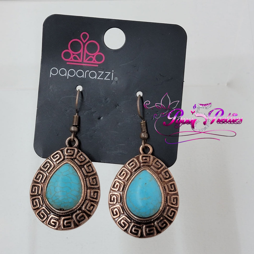 PAPARAZZI BRONZE TURQUOISE EARRINGS