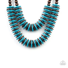 Load image into Gallery viewer, PAPARAZZI Dominican Disco Teal and Brown Wood Bead Necklace Earring Set
