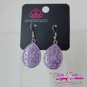 PAPARAZZI SILVER PRUPLE TEXTURED EARRINGS