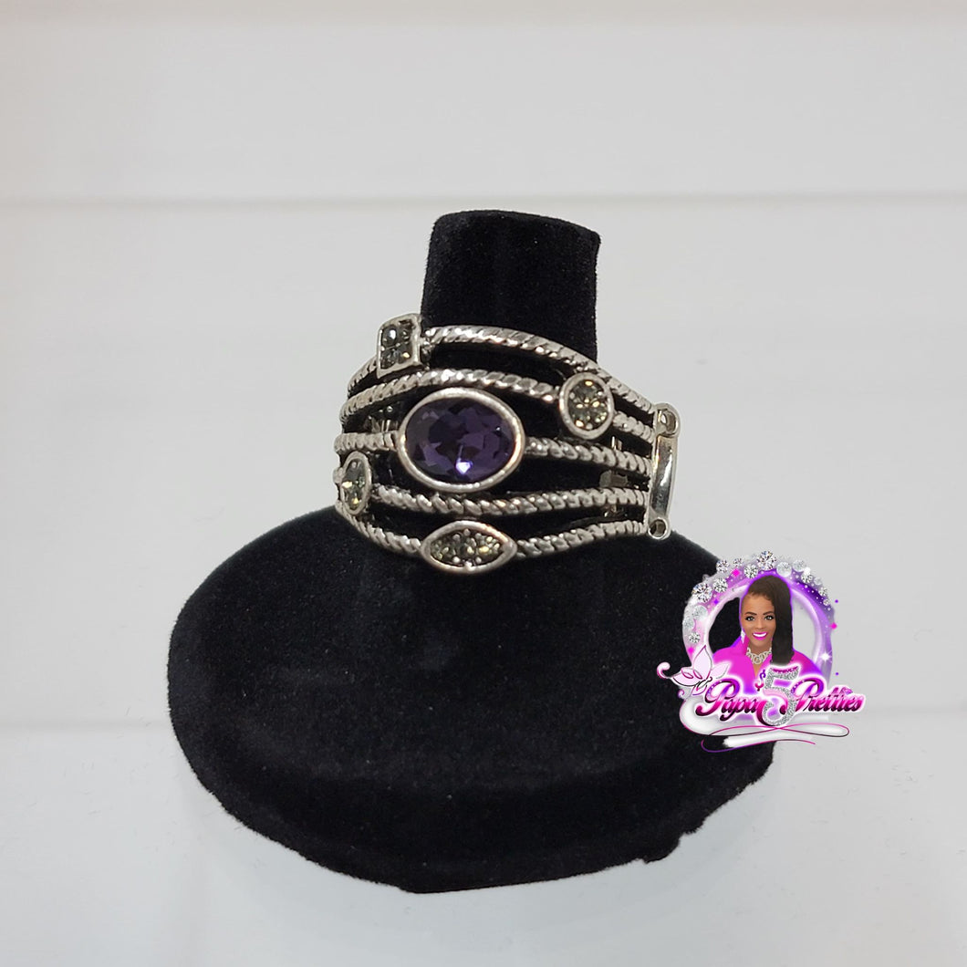 PAPARAZZI SILVER W/ PURPLE RING