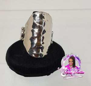 PAPARAZZI SILVER TEXTURED CHROME RING