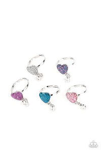 Paparazzi Starlet Shimmer Little Diva Heart Dangle Rings 5 Pack set