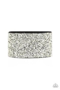 PAPARAZZI The Halftime Show - Silver - Rhinestones / Leather - Bracelet - Life of the Party Exclusive - January 2020