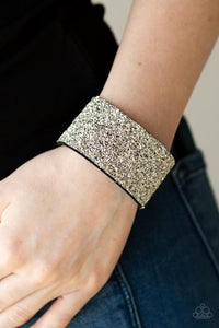 PAPARAZZI The Halftime Show - Silver - Rhinestones / Leather - Bracelet - Life of the Party Exclusive - January 2020